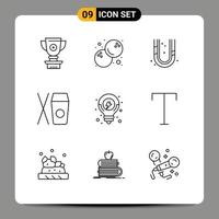 9 Thematic Vector Outlines and Editable Symbols of seo solution idea mechanical food box Editable Vector Design Elements