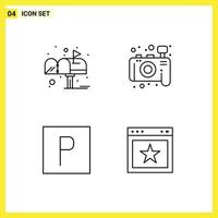 4 Creative Icons Modern Signs and Symbols of box sign post photography bookmark Editable Vector Design Elements