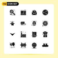 User Interface Pack of 16 Basic Solid Glyphs of hotel towel dollar hanger social Editable Vector Design Elements