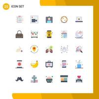 25 User Interface Flat Color Pack of modern Signs and Symbols of camera laptop contac multimedia note Editable Vector Design Elements