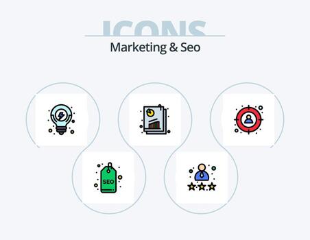 Marketing And Seo Line Filled Icon Pack 5 Icon Design. . pie chart. premium. analytics. html vector