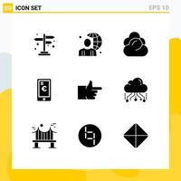 9 Thematic Vector Solid Glyphs and Editable Symbols of like euro world payment storage Editable Vector Design Elements
