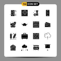 Set of 16 Modern UI Icons Symbols Signs for avatar security money insurance video Editable Vector Design Elements