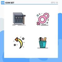 Universal Icon Symbols Group of 4 Modern Filledline Flat Colors of internet women webpage eight back Editable Vector Design Elements