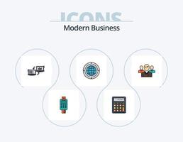 Modern Business Line Filled Icon Pack 5 Icon Design. timer. sandclock. conversation. clock. hourglass vector