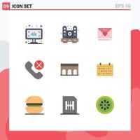 Mobile Interface Flat Color Set of 9 Pictograms of remove mobile speaker contact heart Editable Vector Design Elements