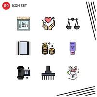 9 Creative Icons Modern Signs and Symbols of stack coins balance layout flow Editable Vector Design Elements