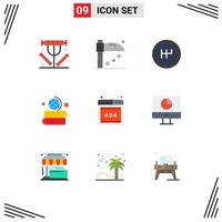 Group of 9 Flat Colors Signs and Symbols for computer error gearshift browser geography Editable Vector Design Elements