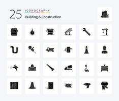 Building And Construction 25 Solid Glyph icon pack including stage. upstairs. tips. stairs. wash vector