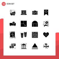 16 User Interface Solid Glyph Pack of modern Signs and Symbols of presentation media business plus suitcase Editable Vector Design Elements