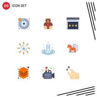 9 User Interface Flat Color Pack of modern Signs and Symbols of spa effect web seo media Editable Vector Design Elements