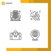 User Interface Pack of 4 Basic Filledline Flat Colors of building start ice cream app globe Editable Vector Design Elements