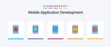 Mobile Application Development Flat 5 Icon Pack Including favorite mobile. mobile application. application. mobile. mobile application. Creative Icons Design vector