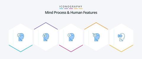 Mind Process And Human Features 25 Blue icon pack including precision. arrow. brain. thinking. mark vector