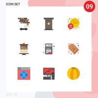 Pictogram Set of 9 Simple Flat Colors of app part bubble candle sale Editable Vector Design Elements