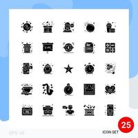 Modern Set of 25 Solid Glyphs and symbols such as editorial food woman fast burger Editable Vector Design Elements