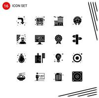 conjunto de 16 iconos de interfaz de usuario modernos signos de símbolos para elementos de diseño de vector editables de arquitectura laboral de corporación de hombre de computadora