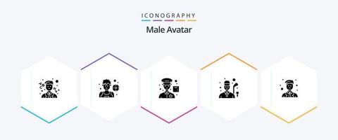 paquete de iconos de 25 glifos de avatar masculino que incluye. sitio. hombre. hombre. juego vector