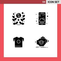 Group of Solid Glyphs Signs and Symbols for lunar t shirt yin yang smartphone sport Editable Vector Design Elements