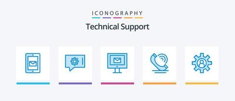 Technical Support Blue 5 Icon Pack Including service. customer support. mail. services. communication. Creative Icons Design vector
