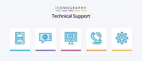 Technical Support Blue 5 Icon Pack Including service. customer support. mail. services. communication. Creative Icons Design vector