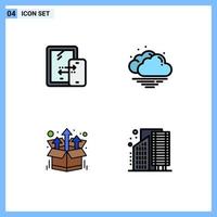 Universal Icon Symbols Group of 4 Modern Filledline Flat Colors of mobile product technology weather buildings Editable Vector Design Elements