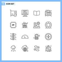 Group of 16 Outlines Signs and Symbols for chip folder wanted document layout Editable Vector Design Elements