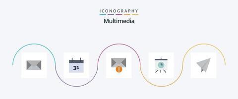 paquete de iconos de 5 planos multimedia que incluye . junta. avion de papel vector