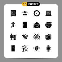 Modern Set of 16 Solid Glyphs and symbols such as door cross navigation christian medicine Editable Vector Design Elements