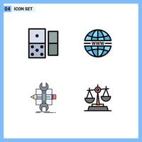 Pictogram Set of 4 Simple Filledline Flat Colors of casino develop internet web tools Editable Vector Design Elements