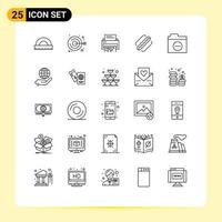 User Interface Pack of 25 Basic Lines of american shredder handicraft information document Editable Vector Design Elements