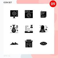 Universal Icon Symbols Group of 9 Modern Solid Glyphs of medical alternative contract signing paper Editable Vector Design Elements