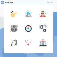 Set of 9 Modern UI Icons Symbols Signs for clock open avatar locker learn Editable Vector Design Elements