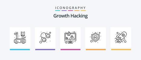 paquete de iconos de hacking line 5 que incluye error. cohete. cerrar. descodificar. celda. diseño de iconos creativos vector