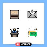 4 iconos creativos signos y símbolos modernos de elementos de diseño vectorial editables para el trabajador de correo electrónico del solicitante de la caja vector