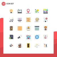 25 Thematic Vector Flat Colors and Editable Symbols of website browser support location online communication Editable Vector Design Elements