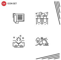 Line Pack of 4 Universal Symbols of telephone crash call tubes insurance Editable Vector Design Elements