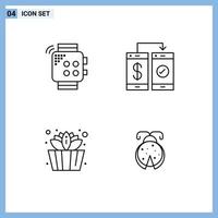 Group of 4 Filledline Flat Colors Signs and Symbols for smart wallet hand cashless sauna Editable Vector Design Elements