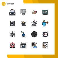 16 Universal Flat Color Filled Line Signs Symbols of code laptop schedule nest easter Editable Creative Vector Design Elements