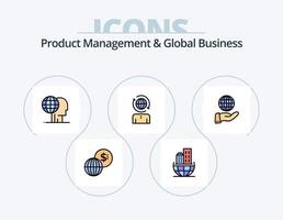 la gestión de productos y la línea de negocio global llenaron el paquete de iconos 5 diseño de iconos. marketing. Finanzas. providencia. marketing global. moderno vector