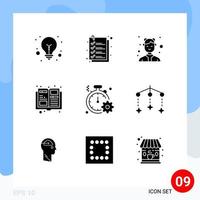 9 Universal Solid Glyph Signs Symbols of fast business catering magazine catalogue Editable Vector Design Elements