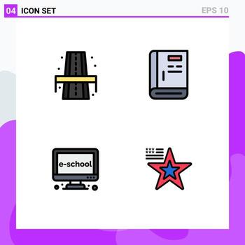 User Interface Pack of 4 Basic Filledline Flat Colors of city e way guide electronic Editable Vector Design Elements