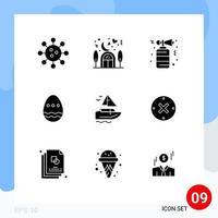 Solid Glyph Pack of 9 Universal Symbols of boat easter egg lover easter party Editable Vector Design Elements