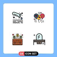 Set of 4 Modern UI Icons Symbols Signs for gas business tube heart money Editable Vector Design Elements