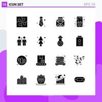 Group of 16 Modern Solid Glyphs Set for money buy tie basket gdpr Editable Vector Design Elements