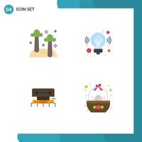 Group of 4 Flat Icons Signs and Symbols for food construction nature marketing scale Editable Vector Design Elements