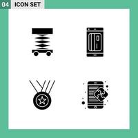 Universal Icon Symbols Group of 4 Modern Solid Glyphs of construction award structure cashless performance Editable Vector Design Elements