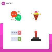 Set of 4 Commercial Flat Icons pack for help password support ice cream gear Editable Vector Design Elements