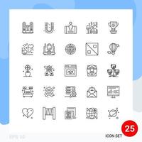 Modern Set of 25 Lines and symbols such as trophy heart customer love lump Editable Vector Design Elements