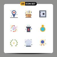 9 User Interface Flat Color Pack of modern Signs and Symbols of woman protection item protect safe Editable Vector Design Elements